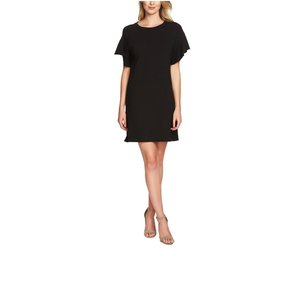 1.STATE‎ Black Mini Dress Ruffle Sleeve Casual Party Dress Size M